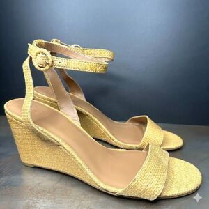 Nordstrom Rack Wedge Sandal 11 Ankle Strap Raffia Resort Vacation Beige Carrie